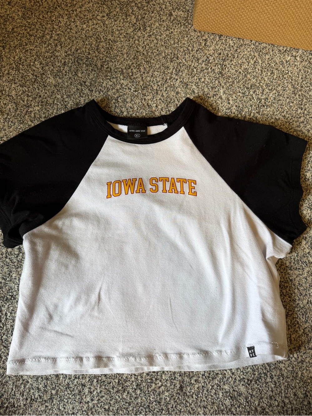 Iowa State Women's Black & White Crop Tee